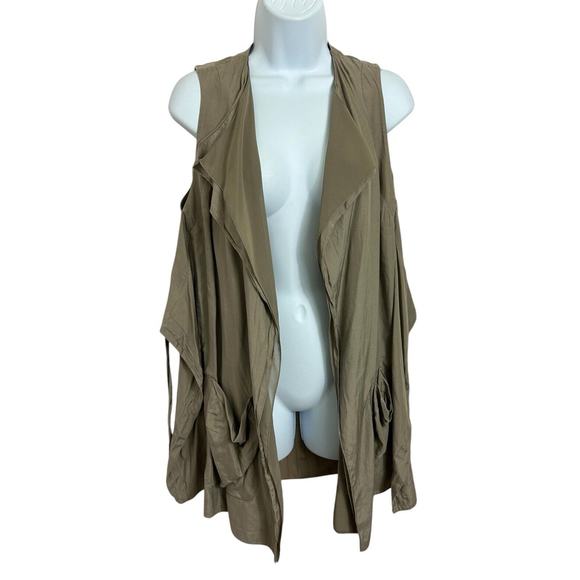 Generra Women’s Taupe Top Size Small Layering Long Sleeveless Blouse Boho - Picture 2 of 7